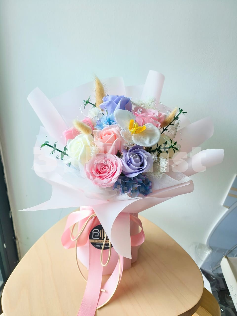 粉紫色香皂玫瑰花束